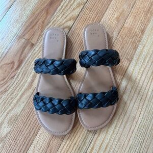 Black Braided Leather Sandals